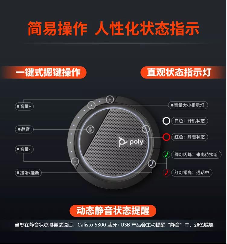 POLY CALISTO 5300，带BT600蓝牙适配器